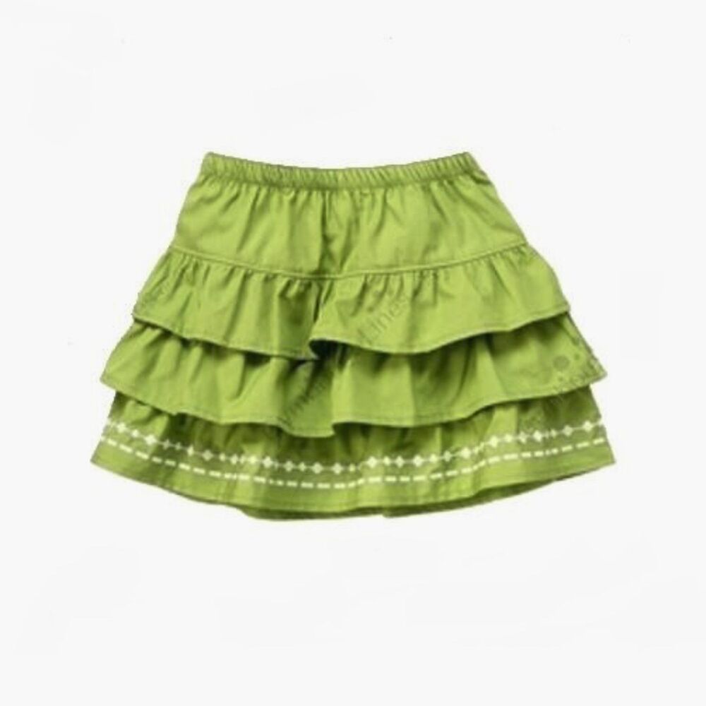 Gymboree Girls Skirt 8 Batik Summer Safari Fiesta Jungle Gem Green ruffle White